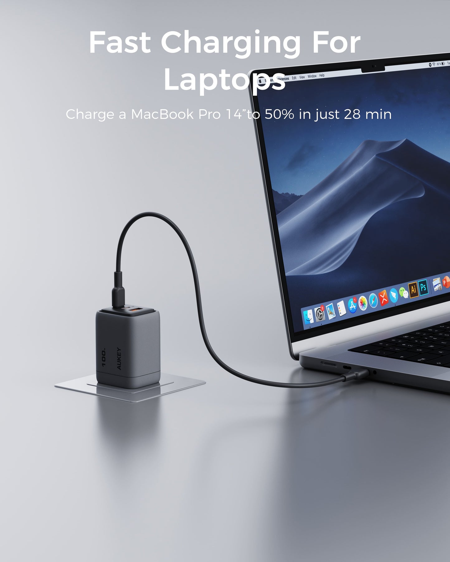 AUKEY Charger Type C 100W GAN III PD 3.0 PPS Super Fast Charging Comet Mix 3 100W Series PA-C5