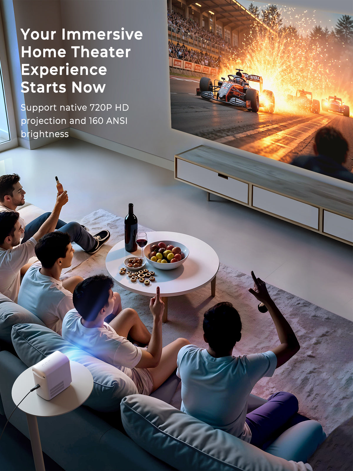 AUKEY Mini Portable Home Projector 160 Ansi Lumens Audio Jack Bluetooth HDMI RD-880