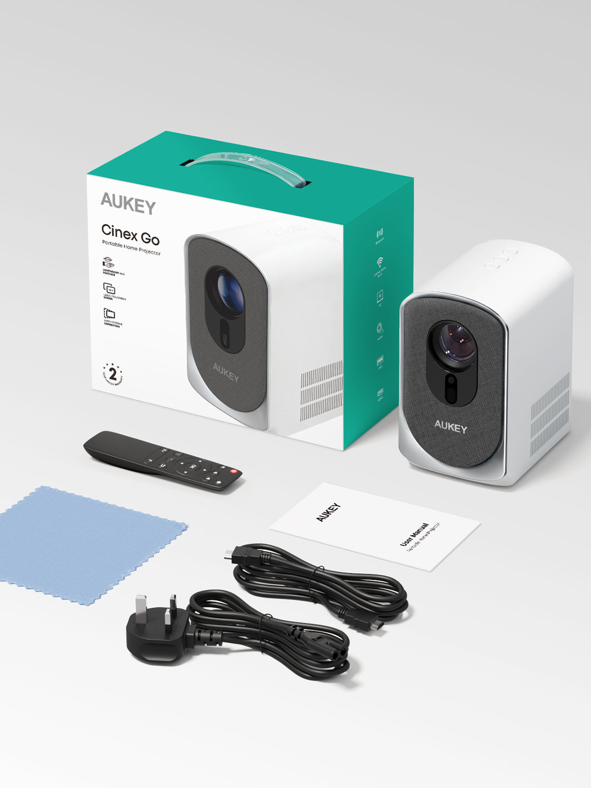 AUKEY Mini Portable Home Projector 160 Ansi Lumens Audio Jack Bluetooth HDMI RD-880