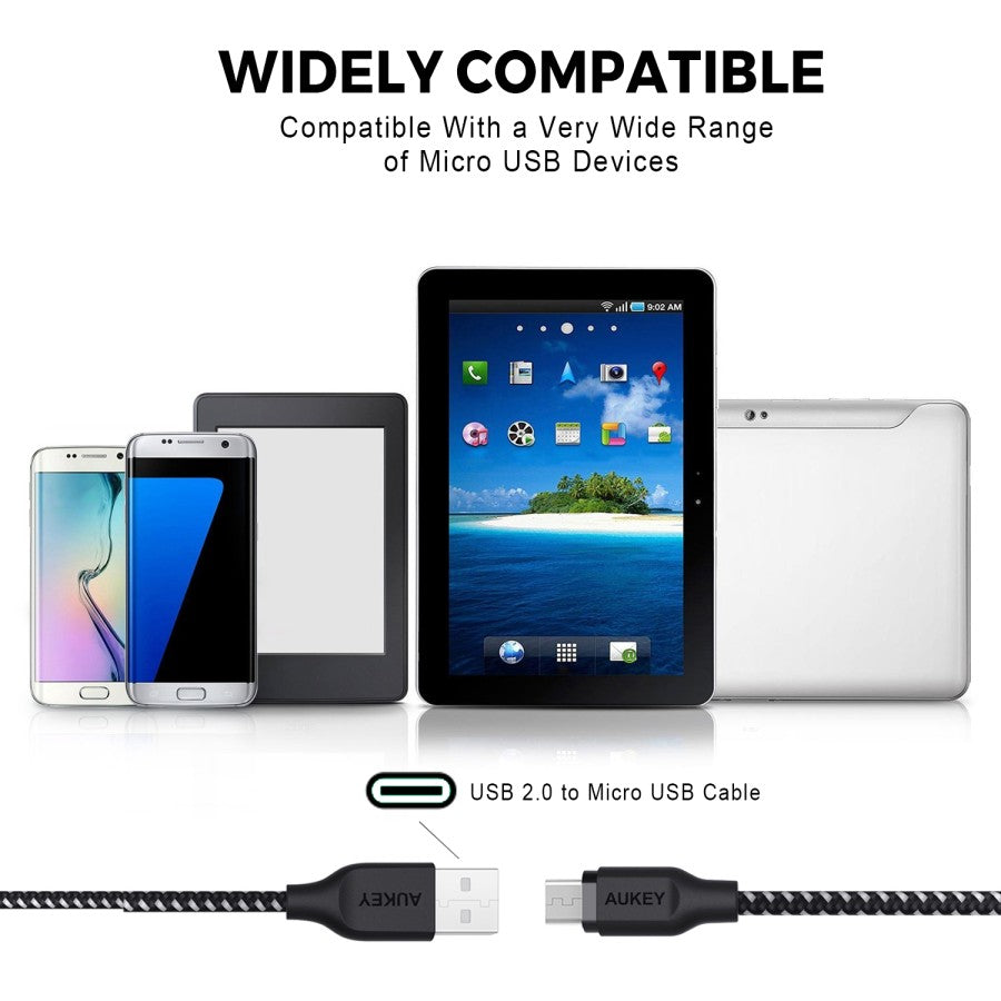 Kabel Charger AUKEY CB-AM2 Jalinan Nilon USB A ke Micro USB 2M