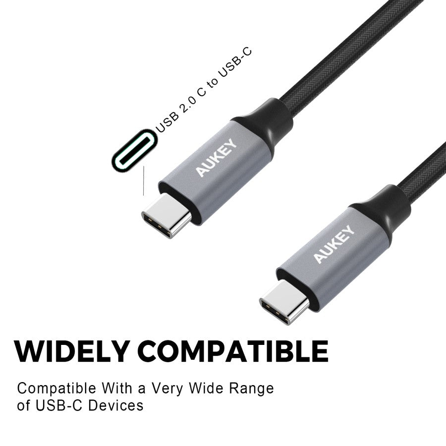 AUKEY Kabel Charger USB C ke USB-C CB-CD6 Jalinan Nilon 2M