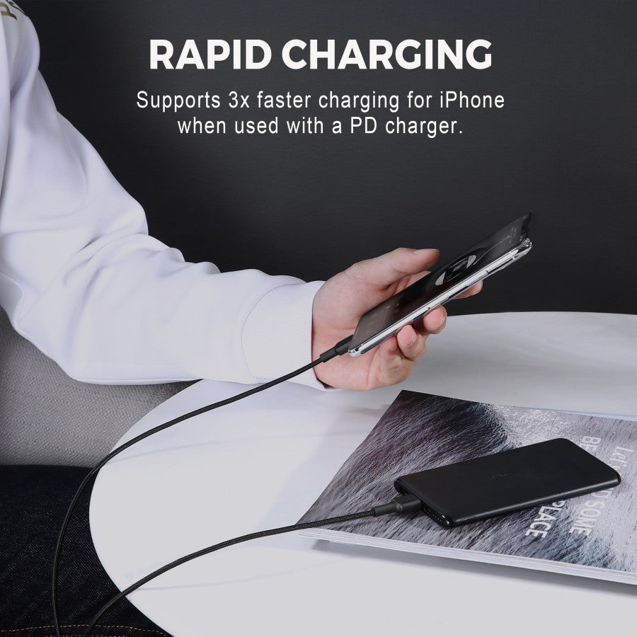Kabel Charger AUKEY USB-C ke Lightning MFI CB-CL1 Braided Nylon 1.2M