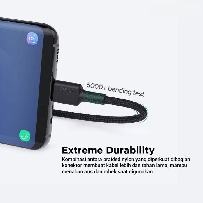 Kabel Charger AUKEY (4 pcs) USB A Ke USB-C Jalinan Nilon CB-CMD39 3A