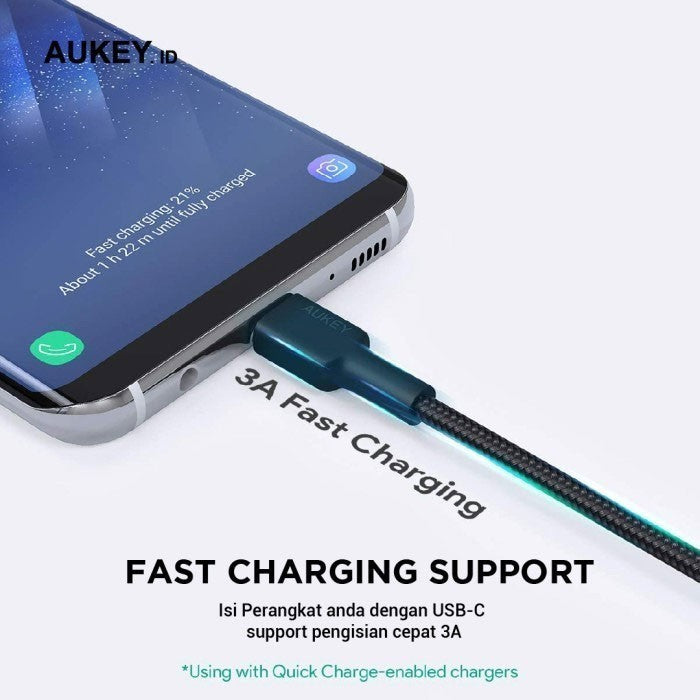 Kabel Charger AUKEY (4 pcs) USB A Ke USB-C Jalinan Nilon CB-CMD39 3A