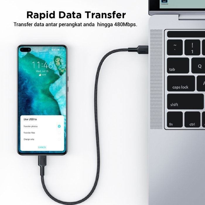 Kabel Charger AUKEY (4 pcs) USB A Ke USB-C Jalinan Nilon CB-CMD39 3A