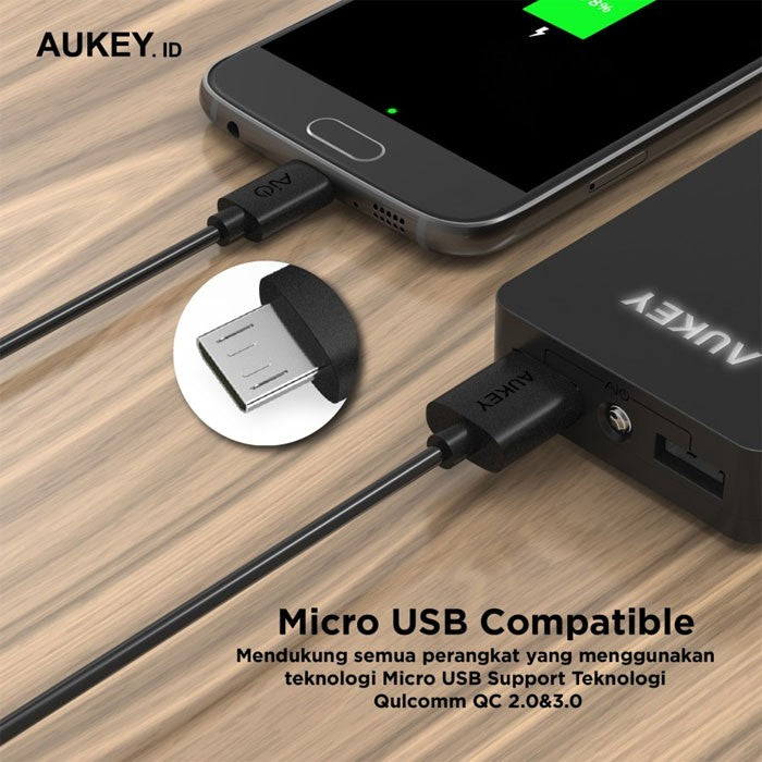 Kabel Charger AUKEY ( 5 pcs ) USB A Ke Micro PVC CB-D5 Hitam 3A