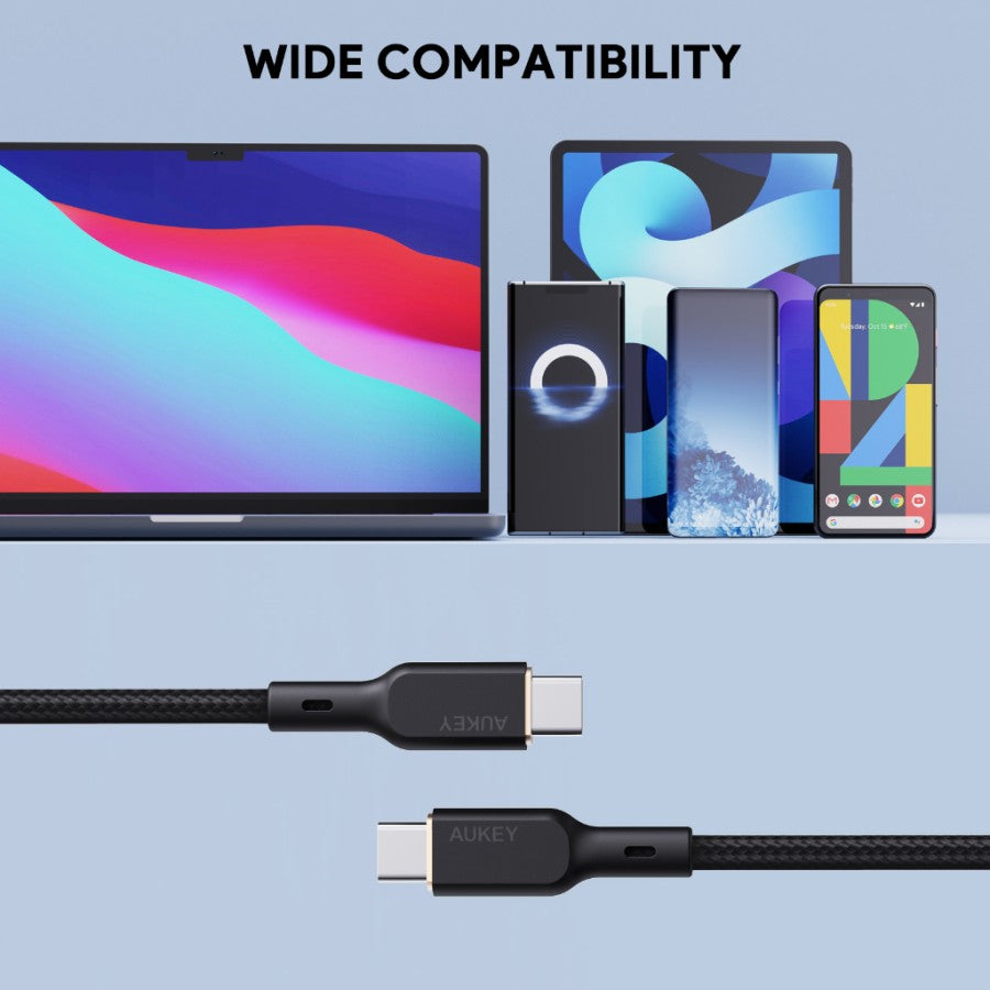Kabel Charger AUKEY Type-C CB-KCC101 Jalinan Nilon USB-C ke USB-C 1M