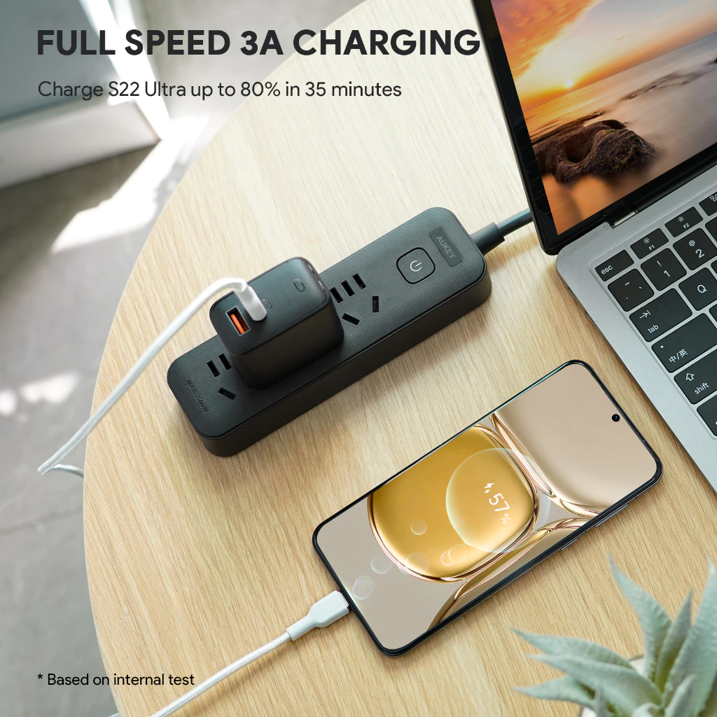 AUKEY Kabel Charger USB-C ke USB-C Pengisian Cepat 3A Hingga 60W Nilon Jalinan 1,8M CB-NCC2