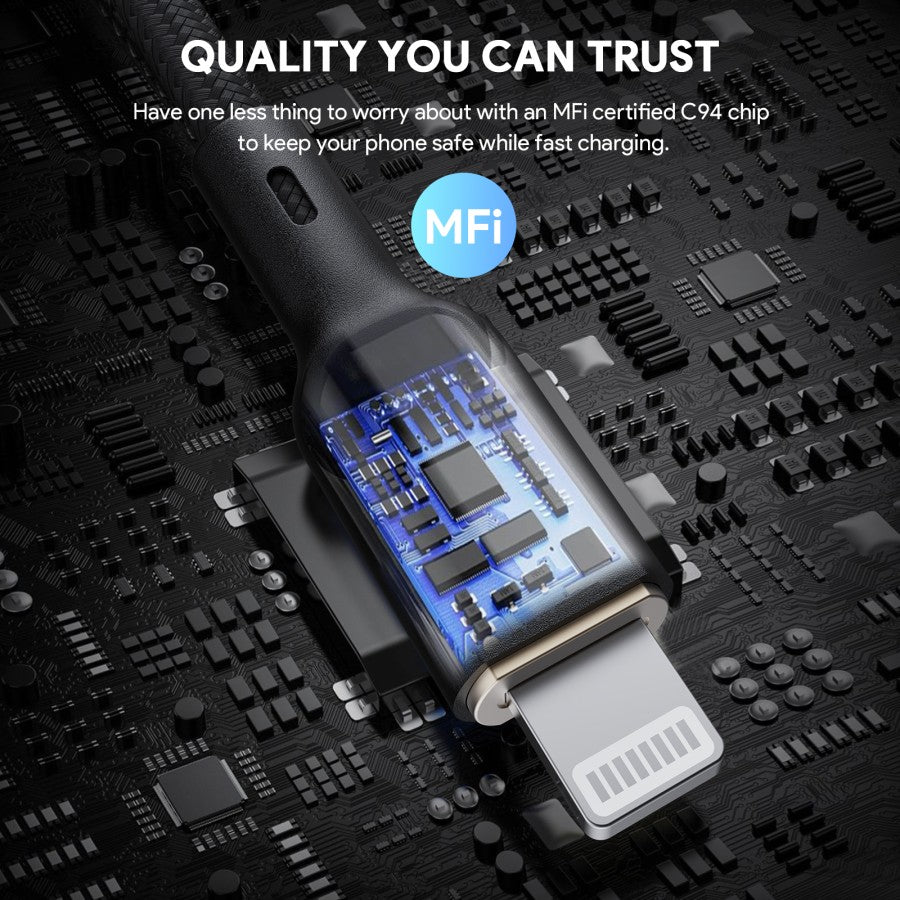 Kabel Charger AUKEY USB-C ke Lightning MFI CB-NCL1 Braided Nylon 1M
