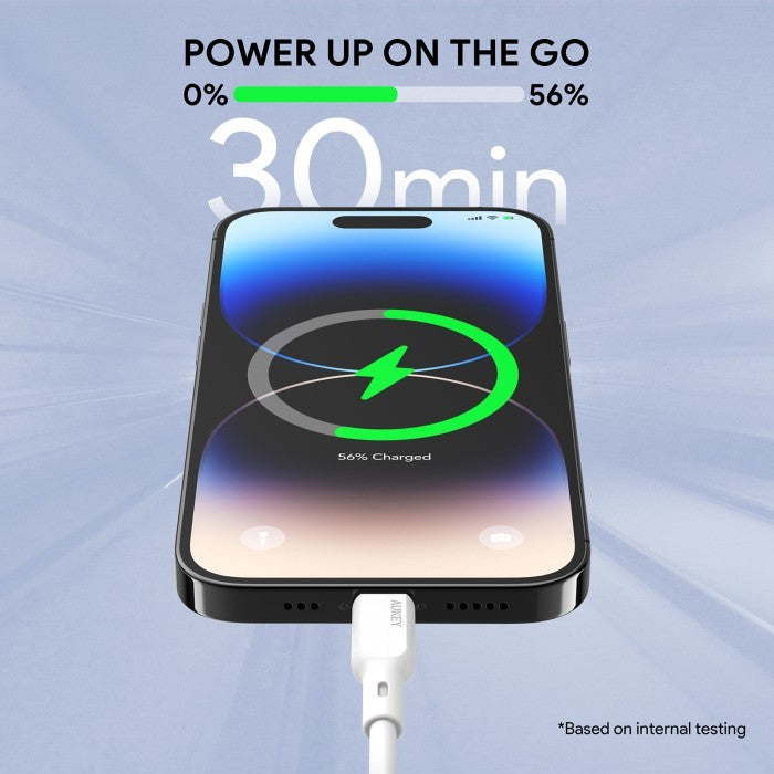 Kabel Charger AUKEY USB-C ke Lightning MFI CB-SCL1 Silikon Putih 1M