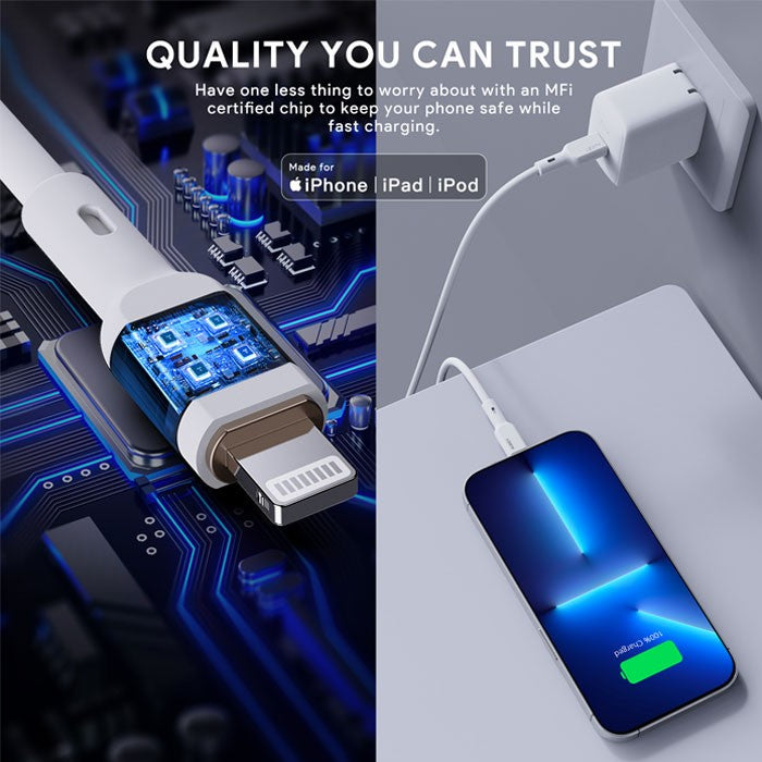 Kabel Charger AUKEY USB-C ke Lightning MFI CB-SCL1 Silikon Putih 1M