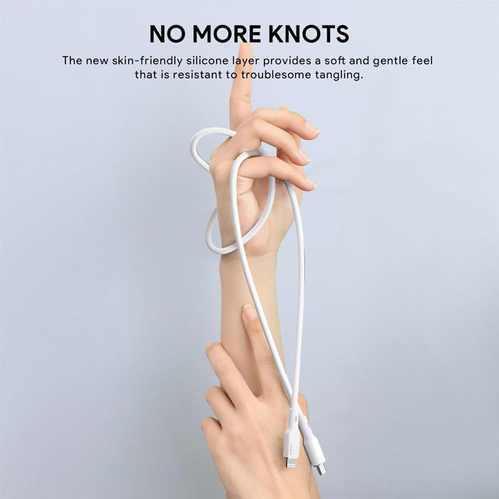 Kabel Charger AUKEY USB-C ke Lightning MFI CB-SCL1 Silikon Putih 1M