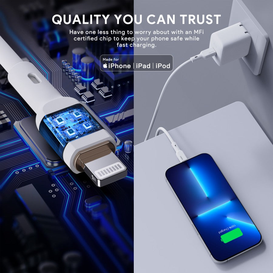 Kabel Charger AUKEY USB-C ke Lightning MFI 1,8 Meter Fast Charging Bahan Silikon CB-SCL2