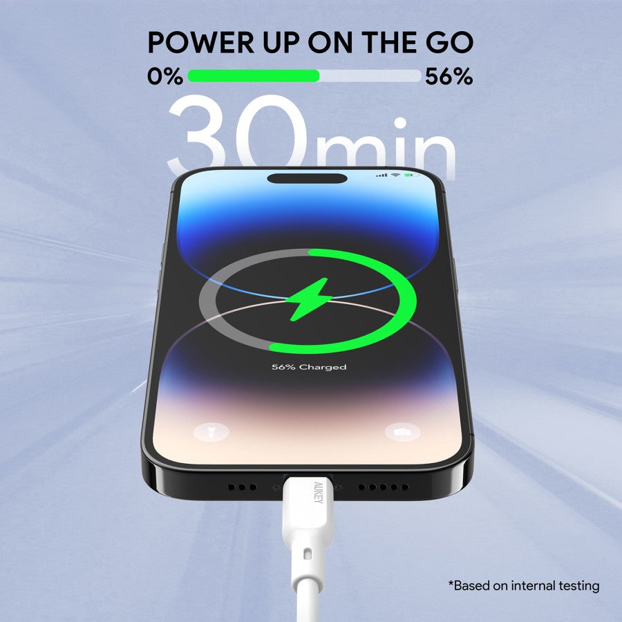 Kabel Charger AUKEY USB-C ke Lightning MFI 1,8 Meter Fast Charging Bahan Silikon CB-SCL2