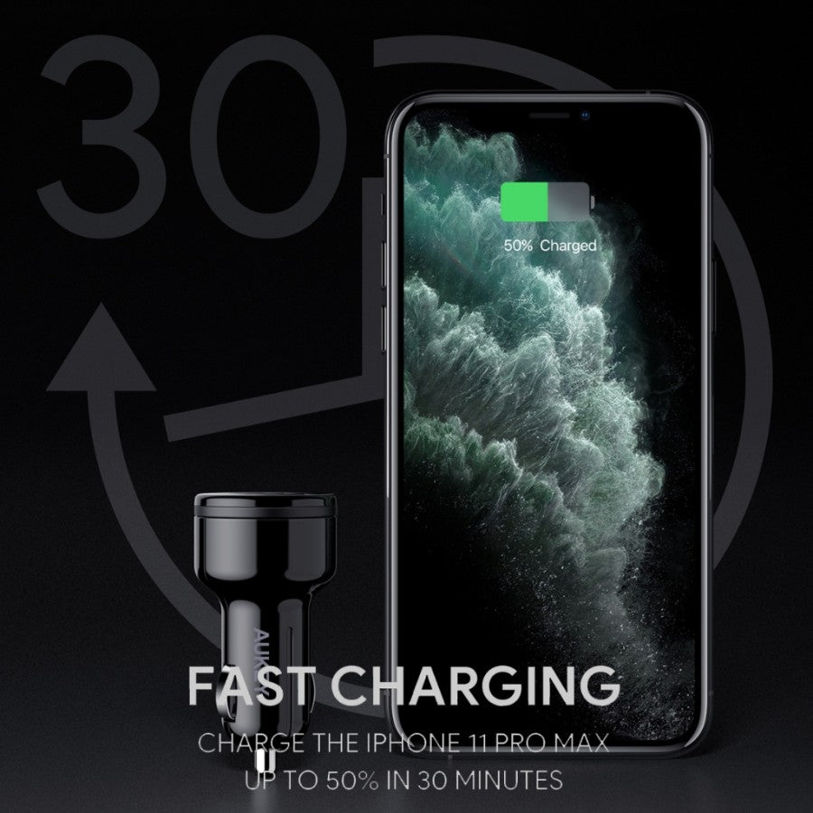 Pengisi Daya Mobil 3 Port AUKEY Seri Ekspedisi model CC-Y16-BK