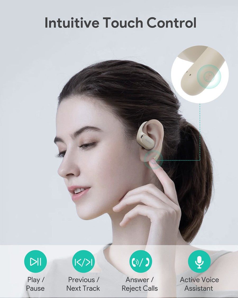 AUKEY Open Ear Seri Nirkabel Sejati Bluetooth Dengan Kontrol Aplikasi IPX4 EP-S1