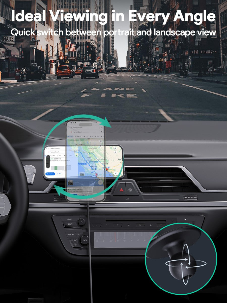 AUKEY Qi2 Magnetic Car Phone Mount Fast Wireless Charging 15W With Active Cooling HD-MC13A