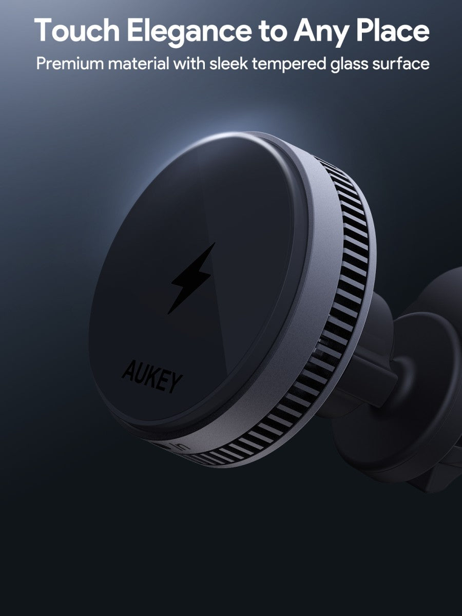 AUKEY Qi2 Magnetic Car Phone Mount Fast Wireless Charging 15W With Active Cooling HD-MC13A