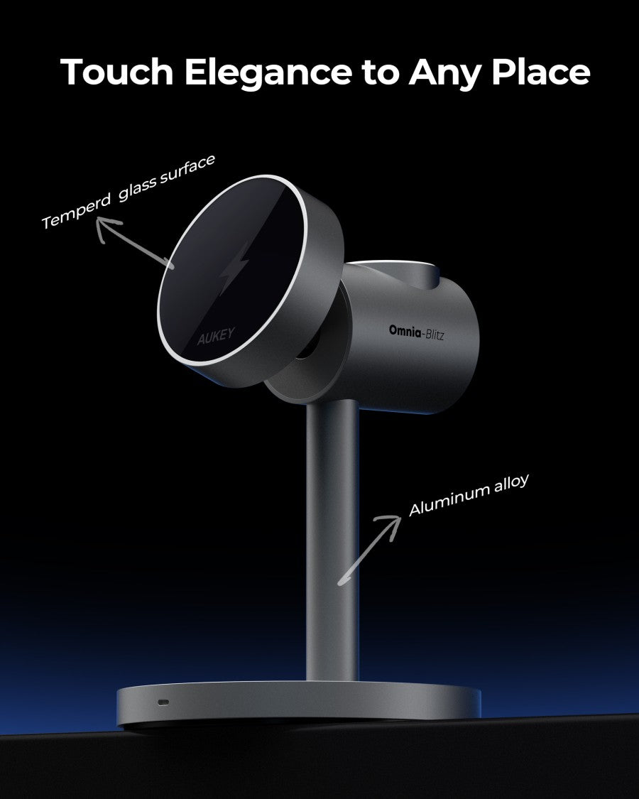 AUKEY Magnetic Wireless Charger 15W 3 In 1 MFI With Port Type C LC-MC311-GY