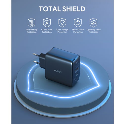 AUKEY Charger Multi Port Type C65W GAN PD 3.0 Fast Charging PA-B6T