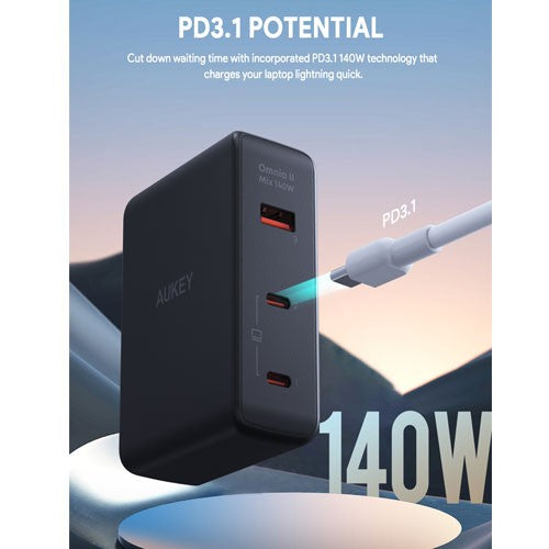 Pengisi Daya AUKEY Multi Port Tipe C 140W GAN PD 3.1 Pengisian Cepat PA-B7O