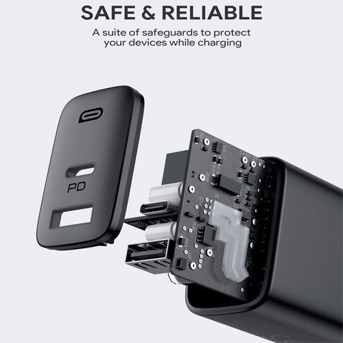 Pengisi Daya AUKEY Port Ganda Tipe C USB A 32W PD 3.0 Pengisian Cepat PA-F3S