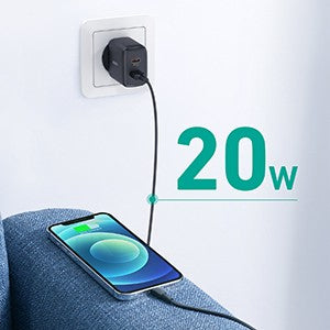 Pengisi Daya AUKEY Port Ganda Tipe C 20W PA-R1S-BK PD 3.0 Pengisian Cepat