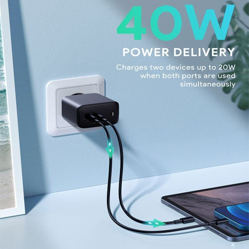 Pengisi Daya AUKEY Port Ganda Tipe C 40W PA-R2S-BK PD 3.0 Pengisian Cepat