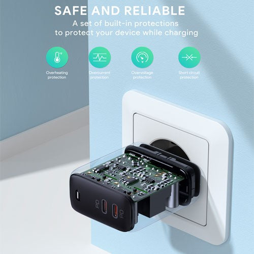 Pengisi Daya AUKEY Port Ganda Tipe C 40W PA-R2S-BK PD 3.0 Pengisian Cepat