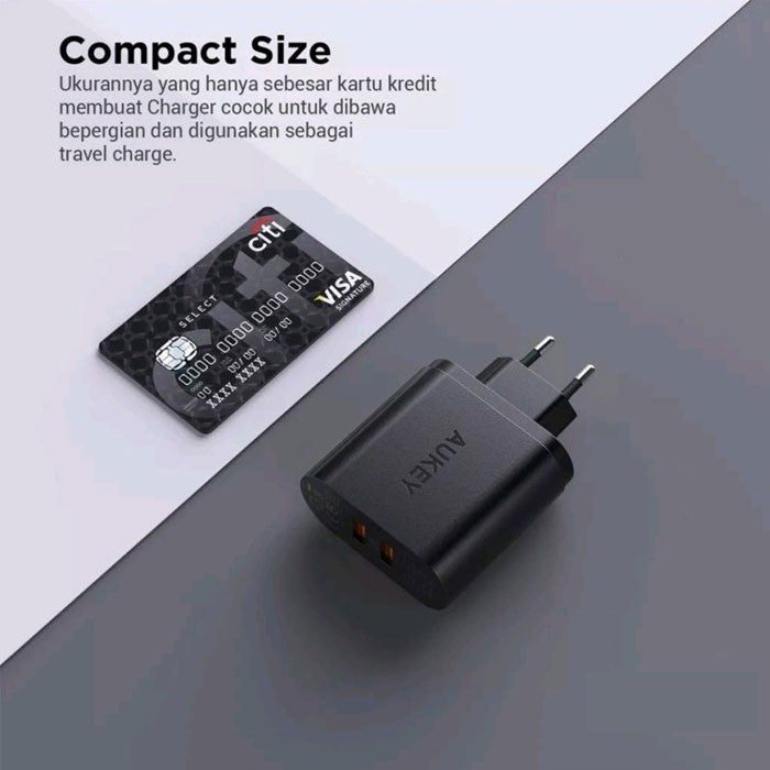 AUKEY Charger Dual Port USB A Quick Charge 3.0 36W PA-T16 Black