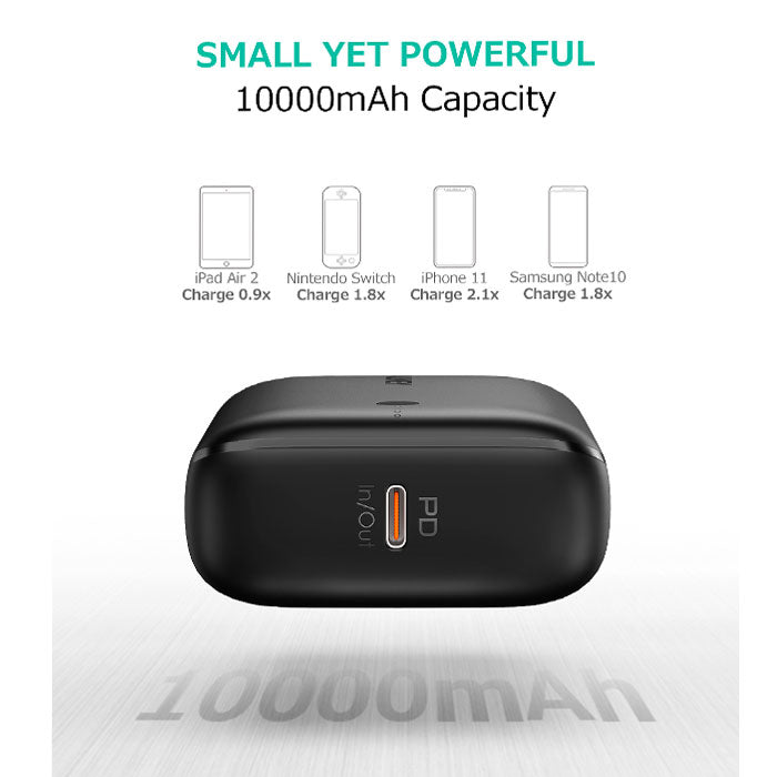 AUKEY Powerbank 10000mah PB-N83S Black USB C 22.5W PD 3.0 Slim