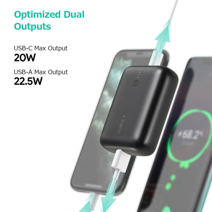 AUKEY Powerbank 10000mah PB-N83S Black USB C 22.5W PD 3.0 Slim