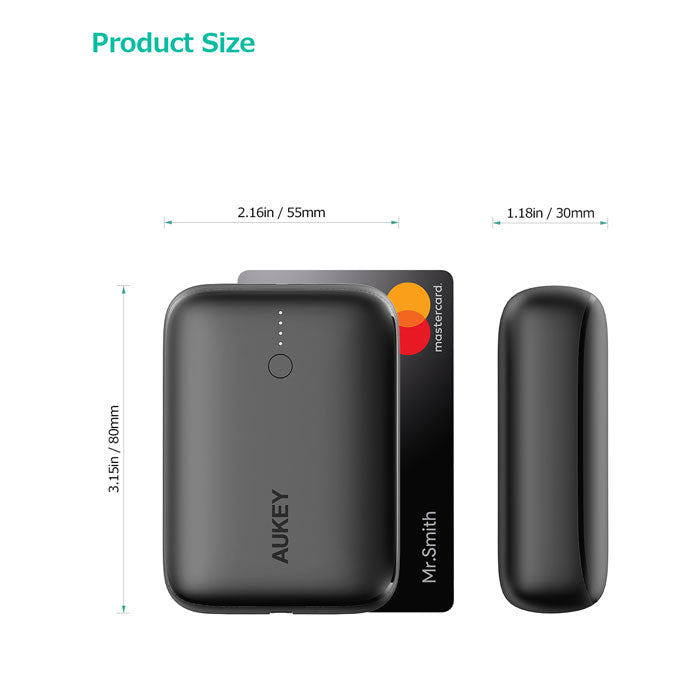 AUKEY Powerbank 10000mah PB-N83S Black USB C 22.5W PD 3.0 Slim