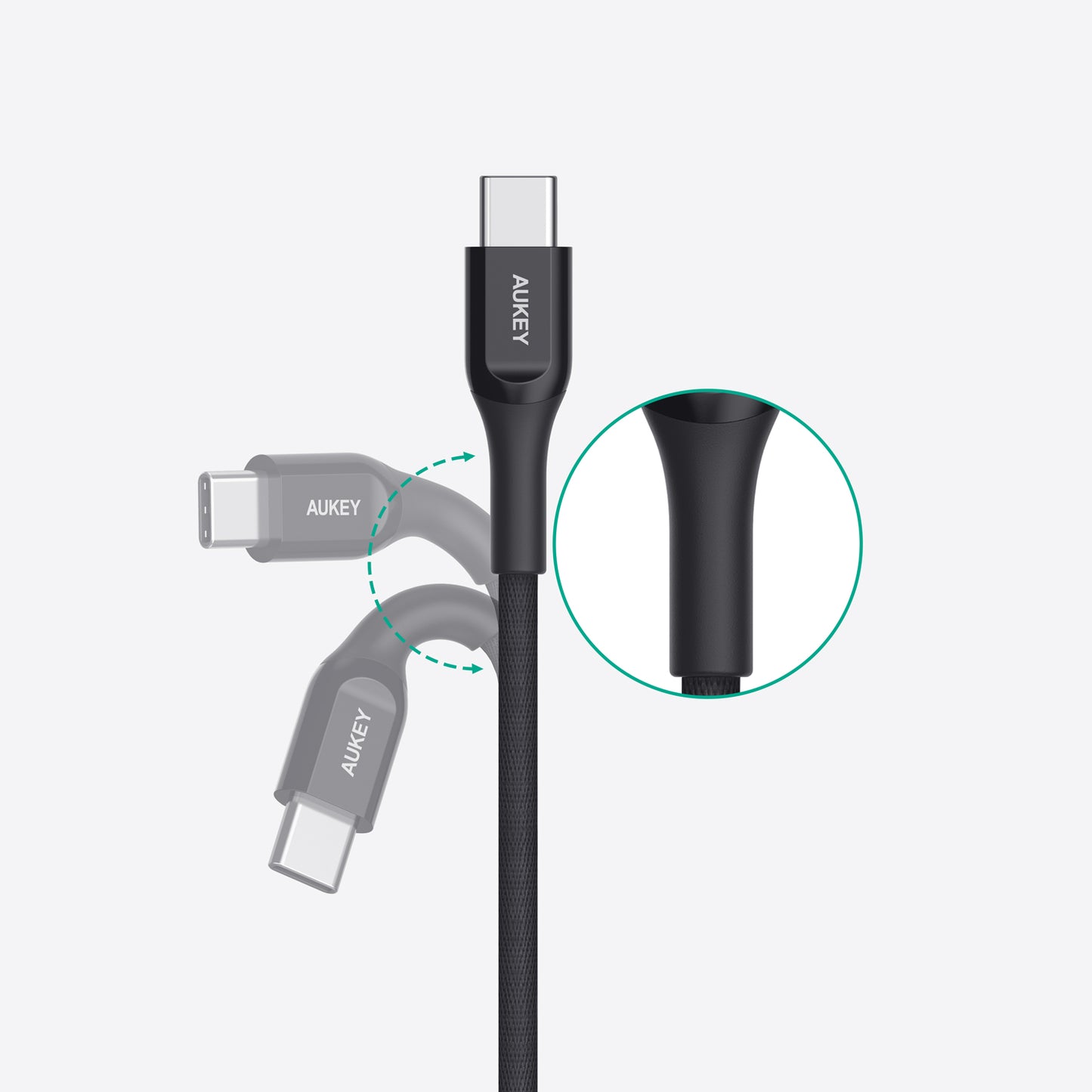 Kabel Charger AUKEY USB-A ke USB-C CB-AKC2 Kevlar Core 2M - Hitam