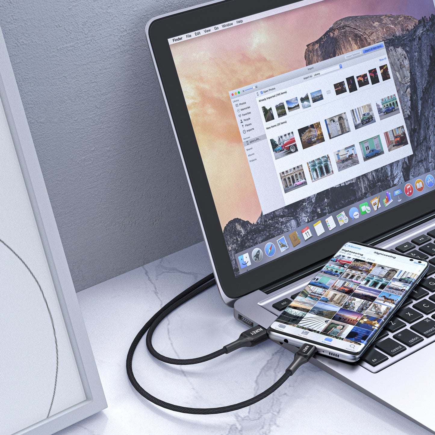 Kabel Charger AUKEY USB-A ke USB-C CB-AKC2 Kevlar Core 2M - Hitam