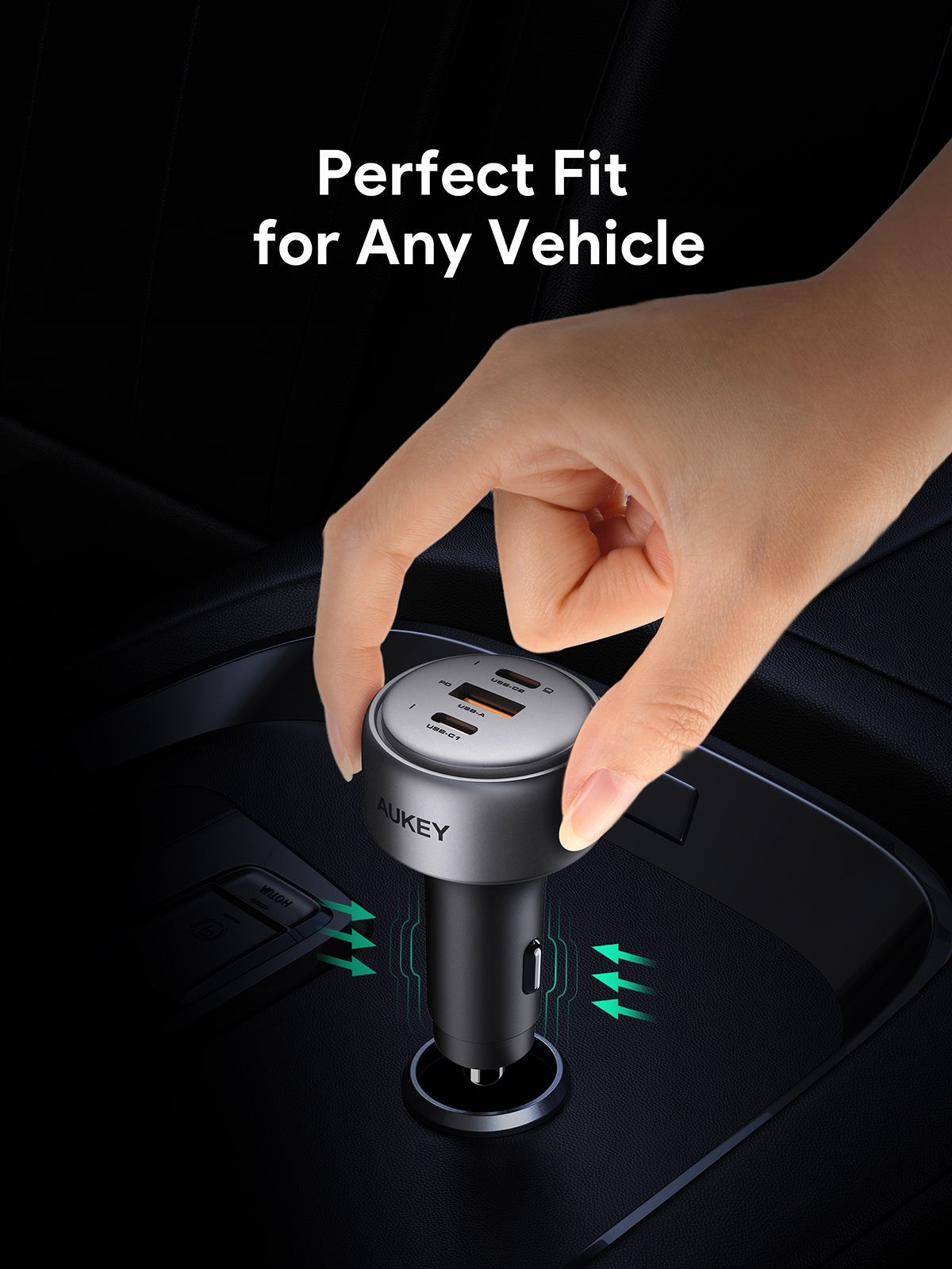 AUKEY Car Charger 100W USB C & USB A PD 3.0 QC 3.0 Multi Port PathFinder Mix 3 CC-P3