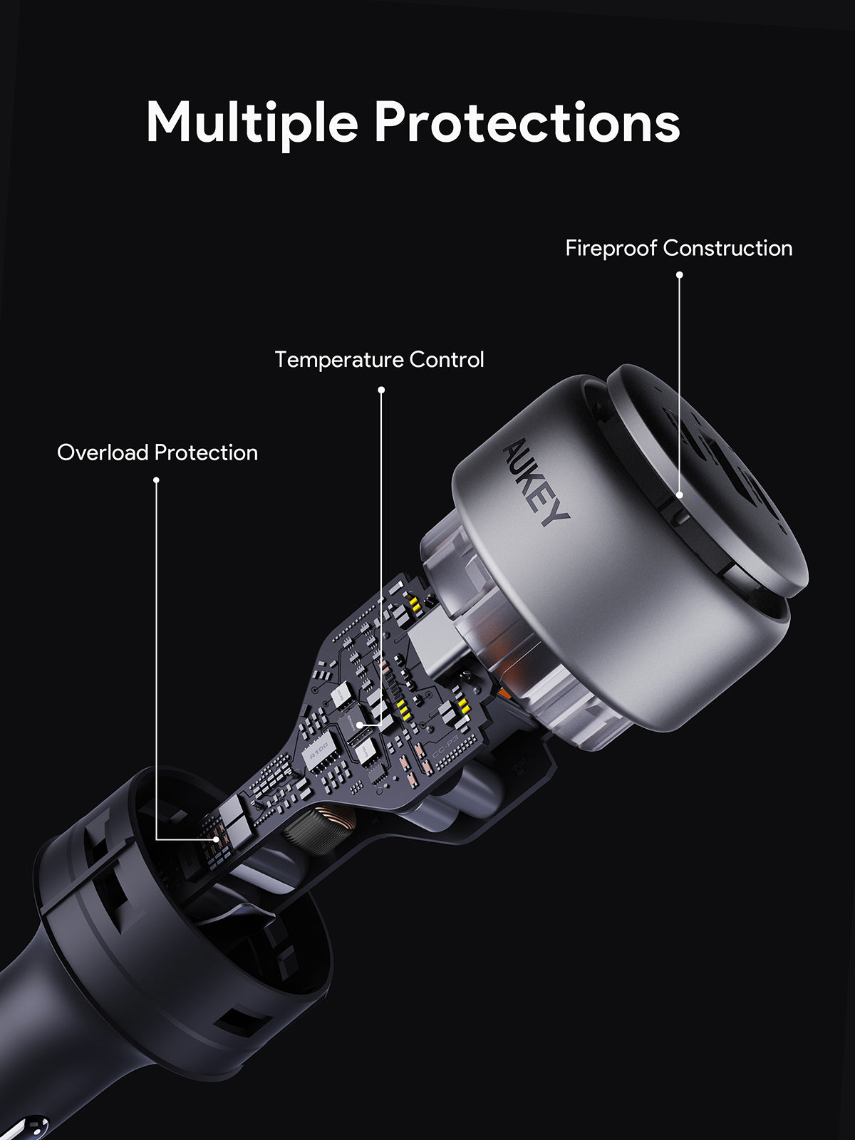 AUKEY Car Charger 100W USB C & USB A PD 3.0 QC 3.0 Multi Port PathFinder Mix 3 CC-P3