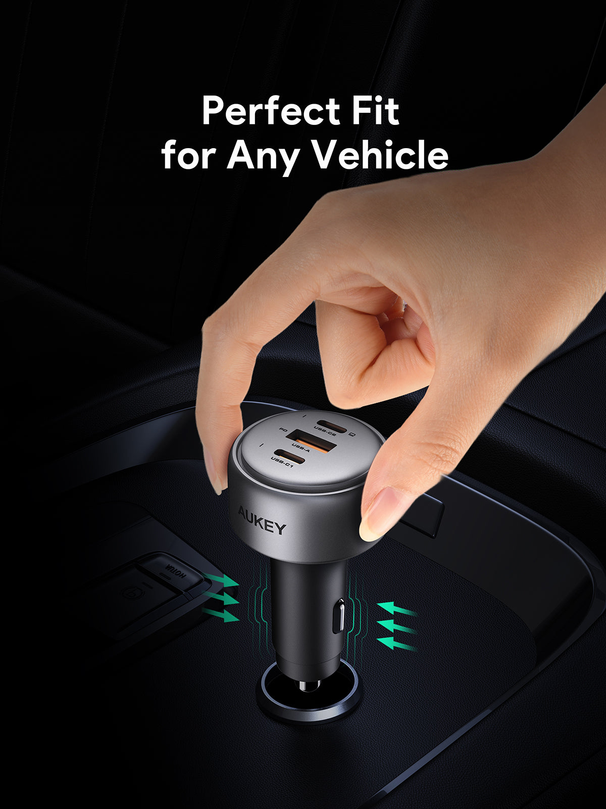 AUKEY Car Charger 165W USB C & USB A PD 3.0 QC 3.0 Multi Port PathFinder Mix 3Series CC-P4