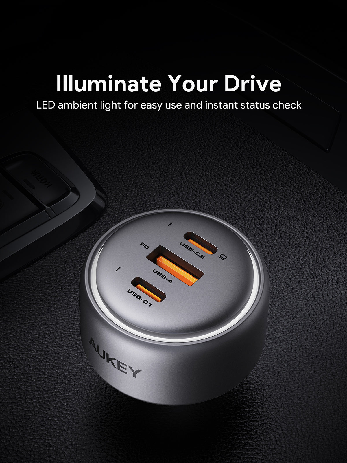 AUKEY Car Charger 165W USB C & USB A PD 3.0 QC 3.0 Multi Port PathFinder Mix 3Series CC-P4