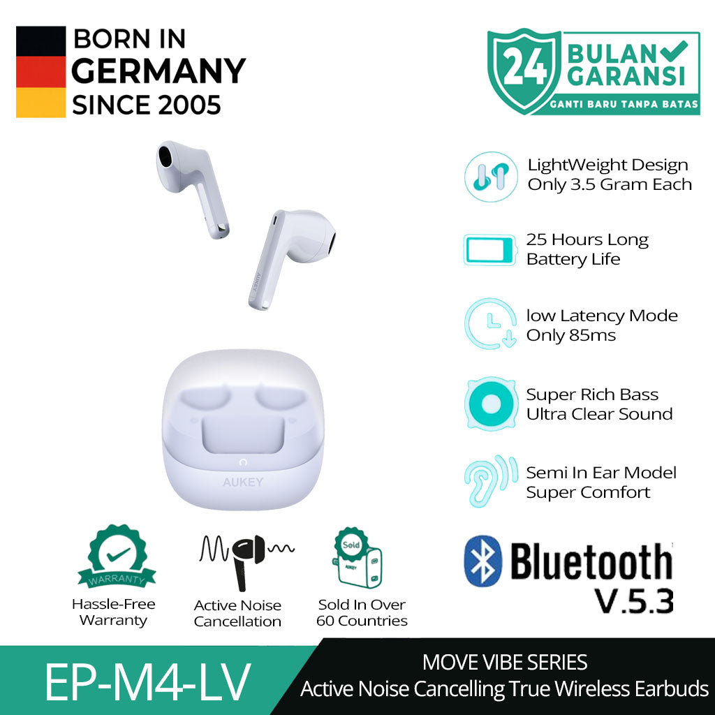 AUKEY TWS Bluetooth Active Noise Cancelling Move Vibe Series True Wireless Earbuds EP-M4