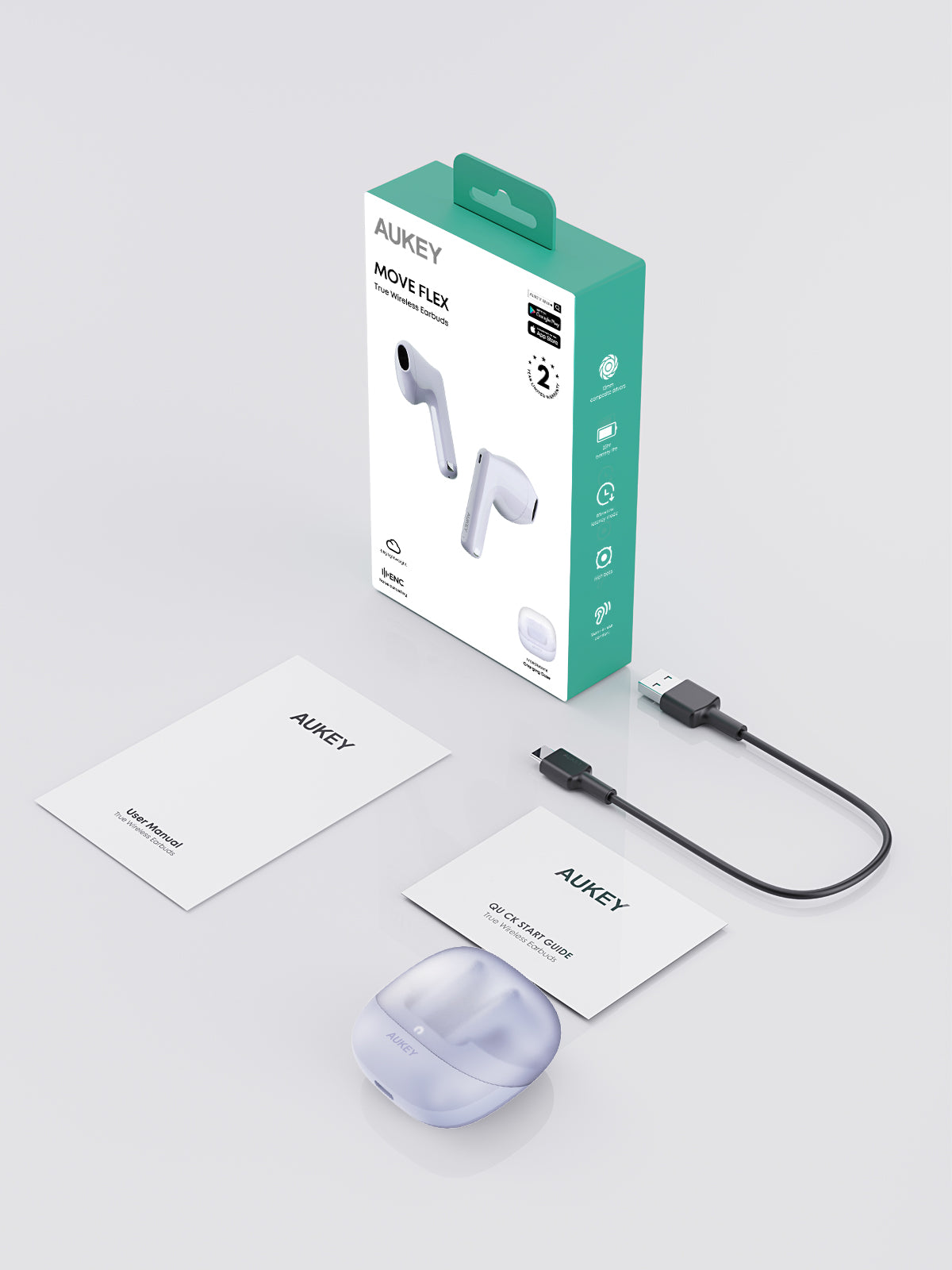 AUKEY TWS Bluetooth Active Noise Cancelling Move Vibe Series True Wireless Earbuds EP-M4