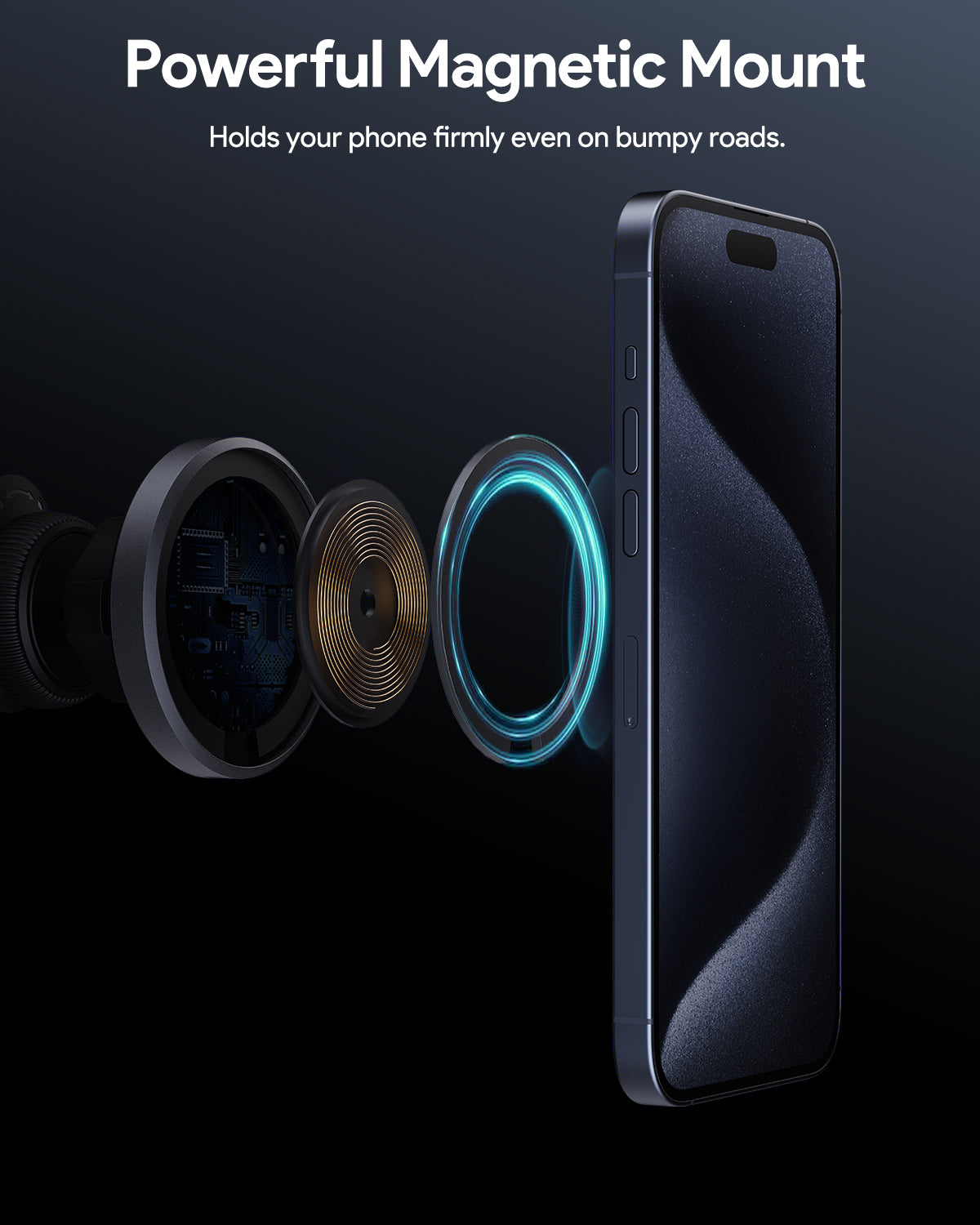 Dudukan Telepon Mobil Magnetik AUKEY Qi2 Pengisian Nirkabel Cepat 15W Dengan Pendinginan Aktif HD-MC13A