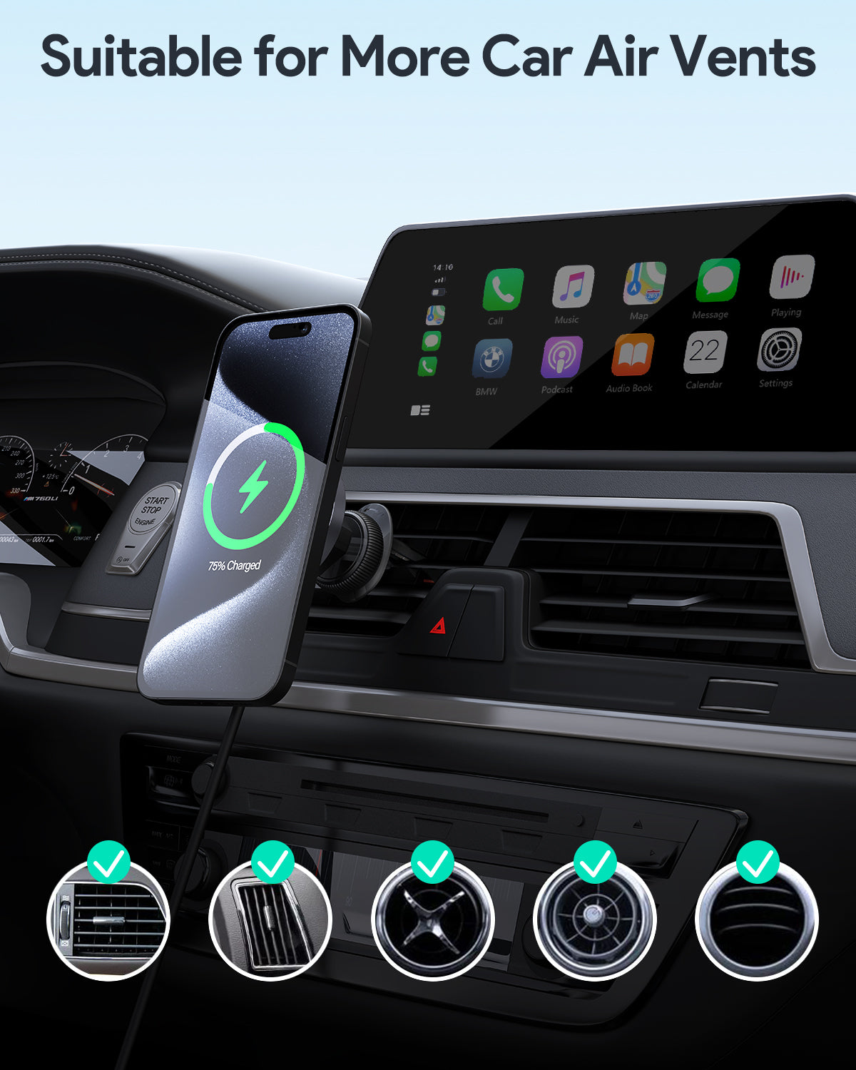 Dudukan Telepon Mobil Magnetik AUKEY Qi2 Pengisian Nirkabel Cepat 15W Dengan Pendinginan Aktif HD-MC13A