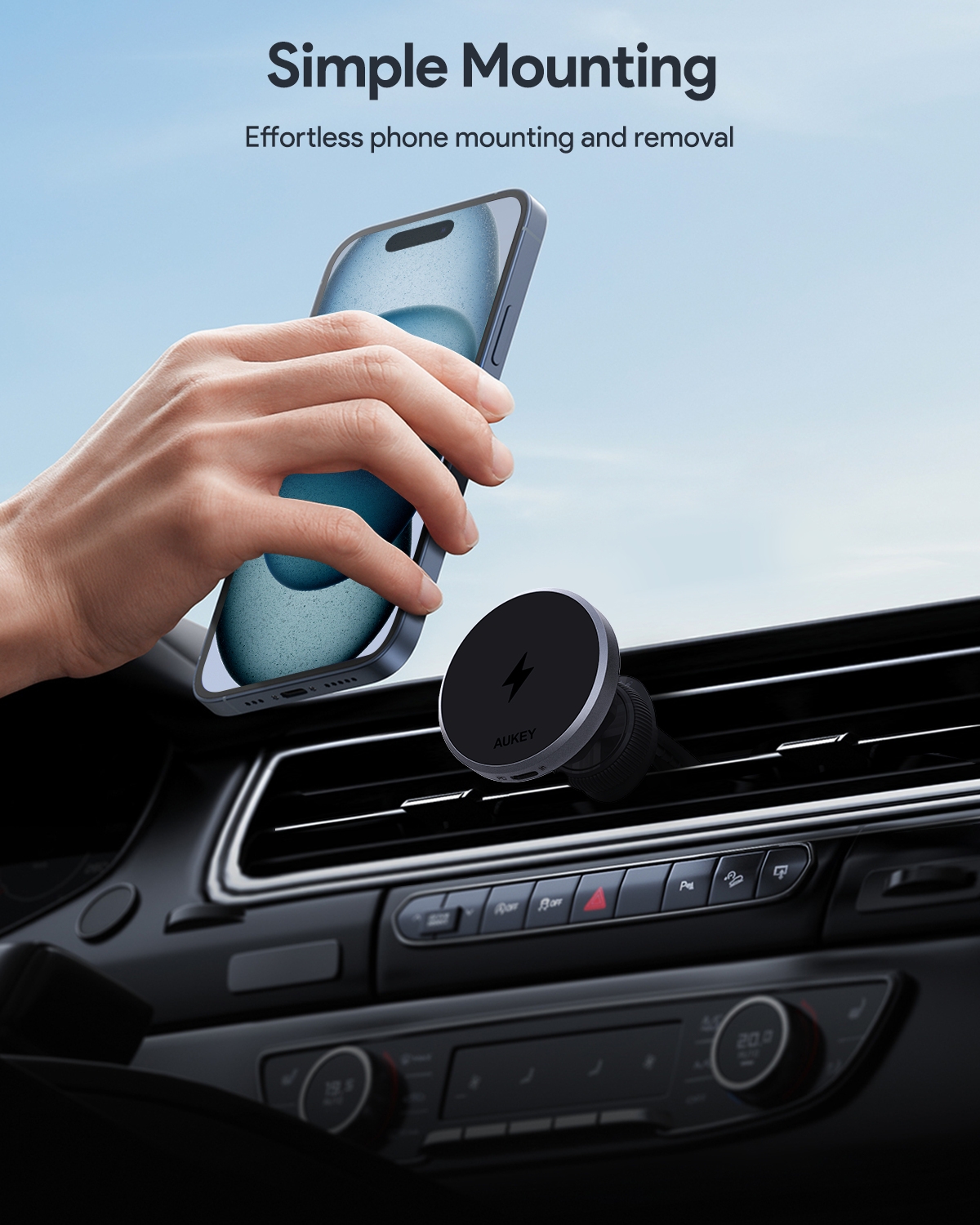 Dudukan Telepon Mobil Magnetik AUKEY Qi2 Pengisian Nirkabel Cepat 15W Dengan Pendinginan Aktif HD-MC13A