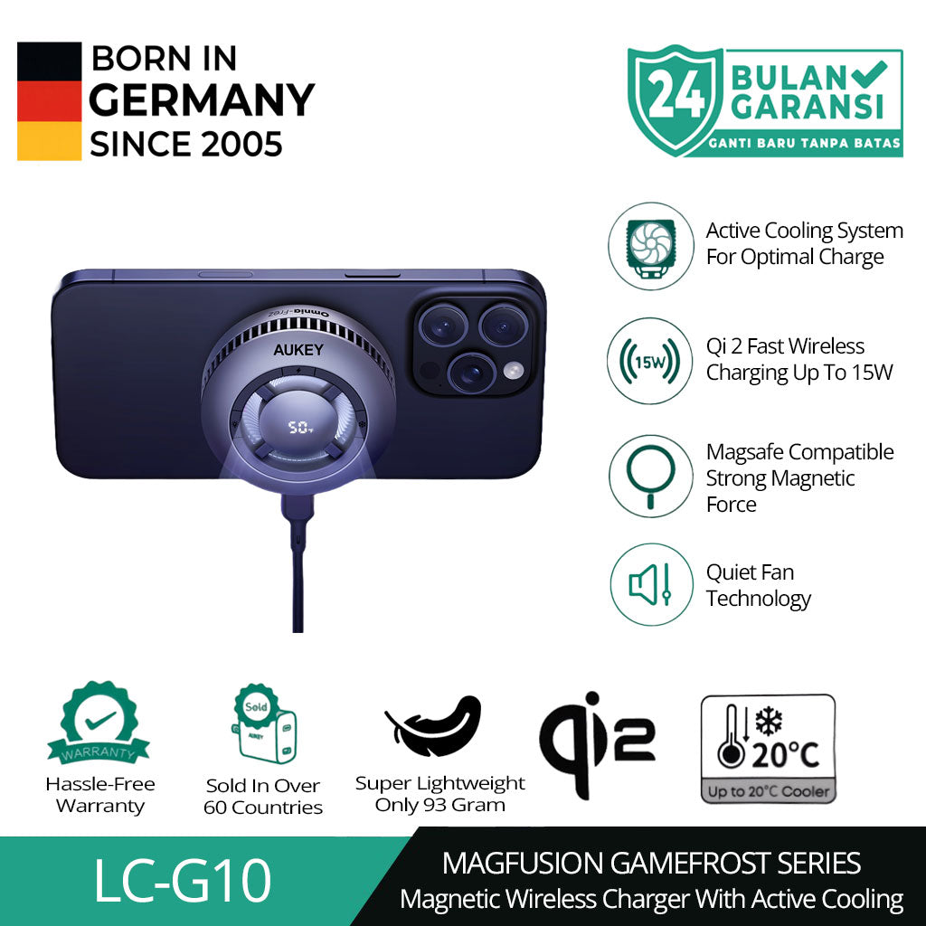 AUKEY Qi2 Magnetic Gaming Wireless Charger 15W With Active Cooling LC-G10