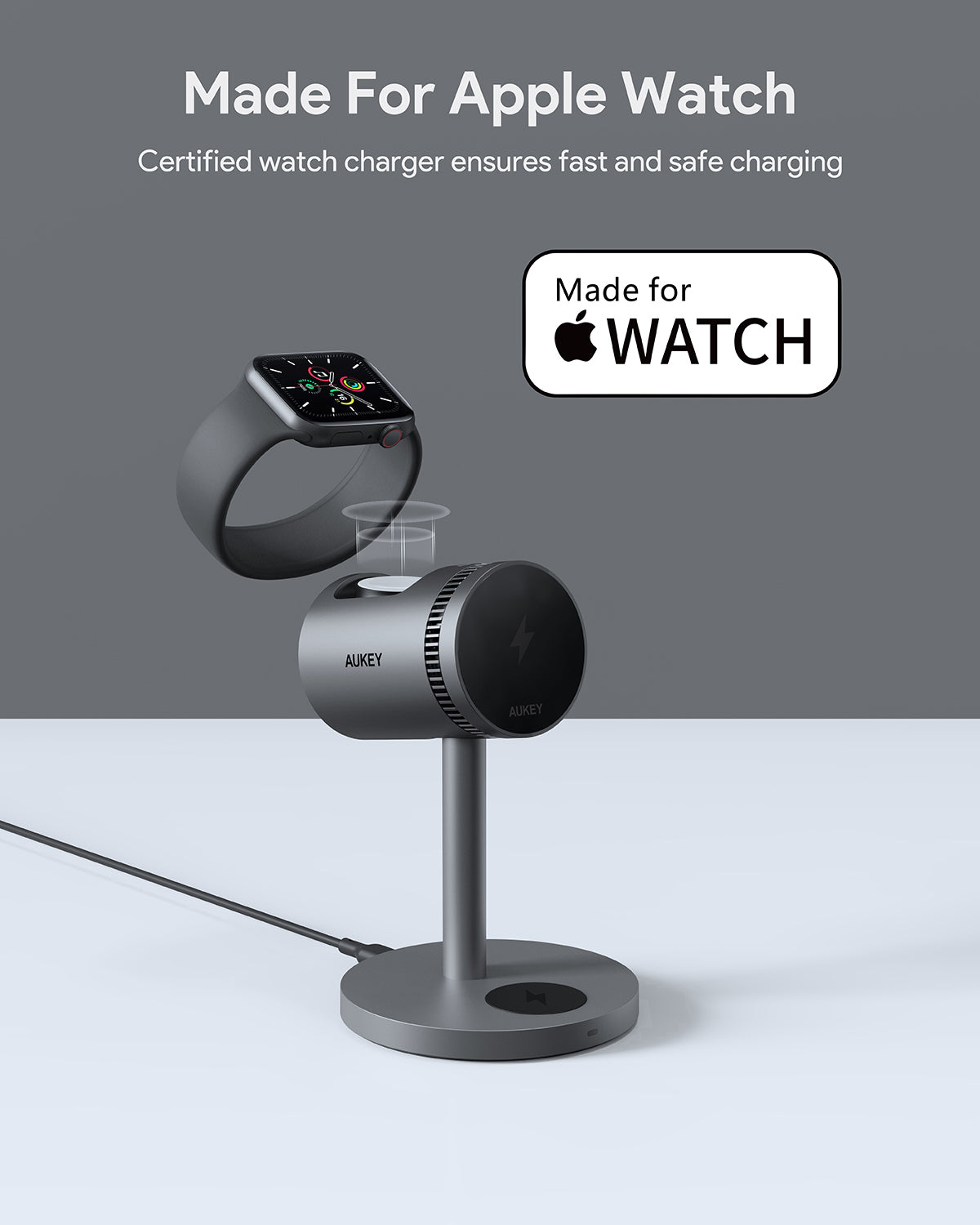 Pengisi Daya Nirkabel Magnetik AUKEY 15W 3 In 1 MFI MagFusion 3 In 1 Pro SeriesLC-MC311A