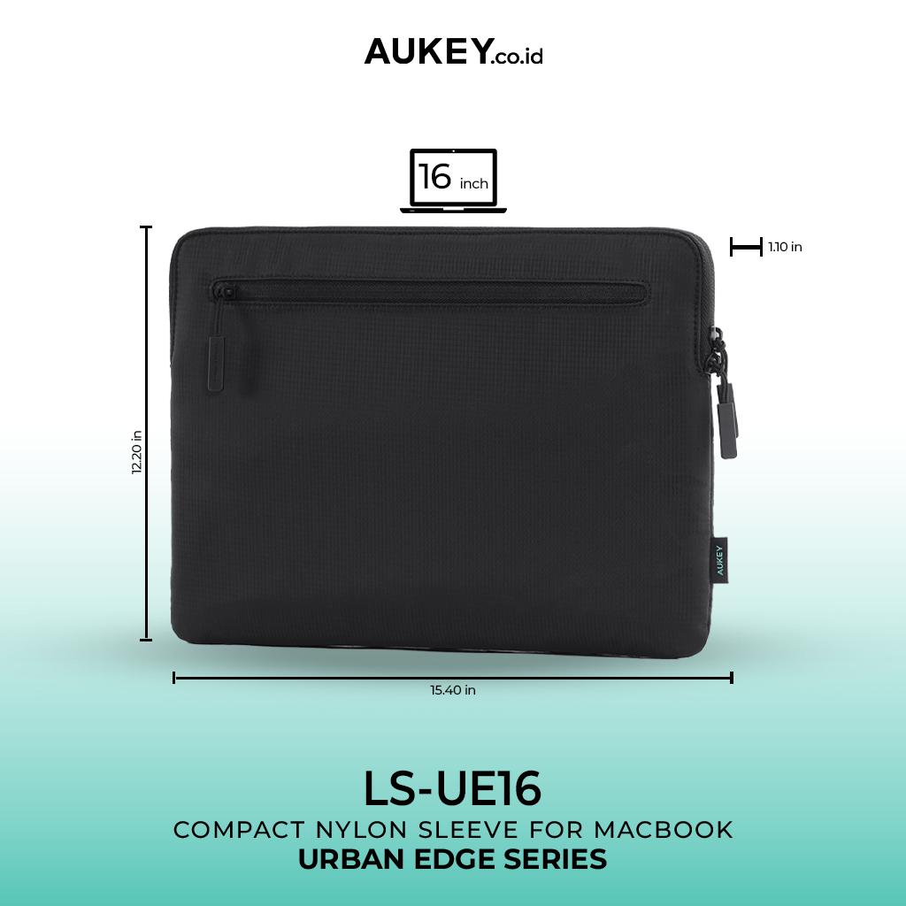 Aukey Laptop Sleeve Black 13/14/16 Inch Tas Laptop Slim Premium, Anti Gores & Shockproof - LS-EU13 / LS-EU14 / LS-EU16