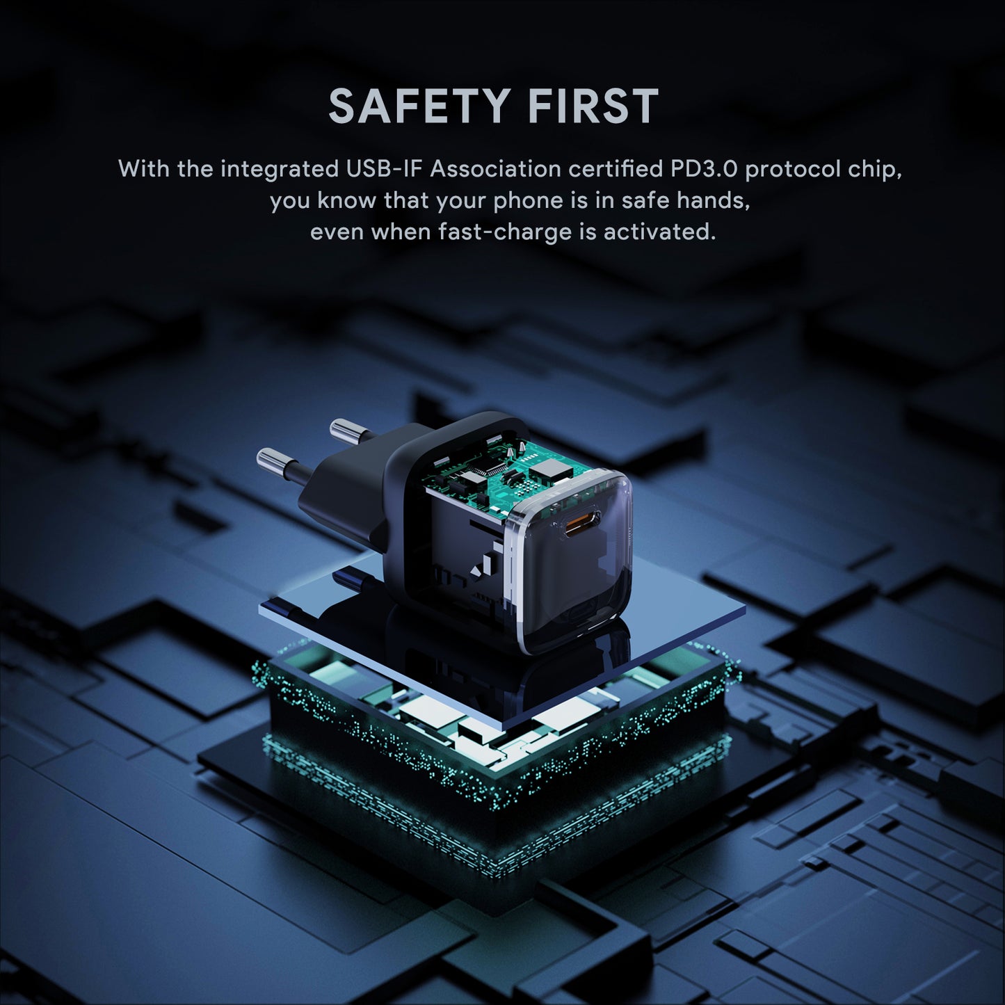 Pengisi Daya AUKEY Tipe C 30W PA-B1L-BK GAN PD 3.0 PPS Pengisian Cepat