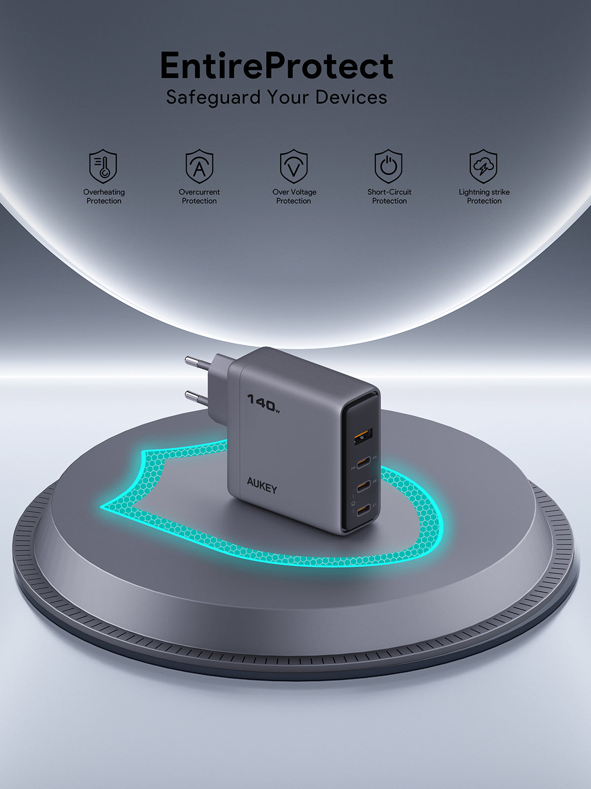 AUKEY Charger Type C 140W GAN III PD 3.0 PPS Super Fast Charging Comet Mix 4 140W Series PA-C6
