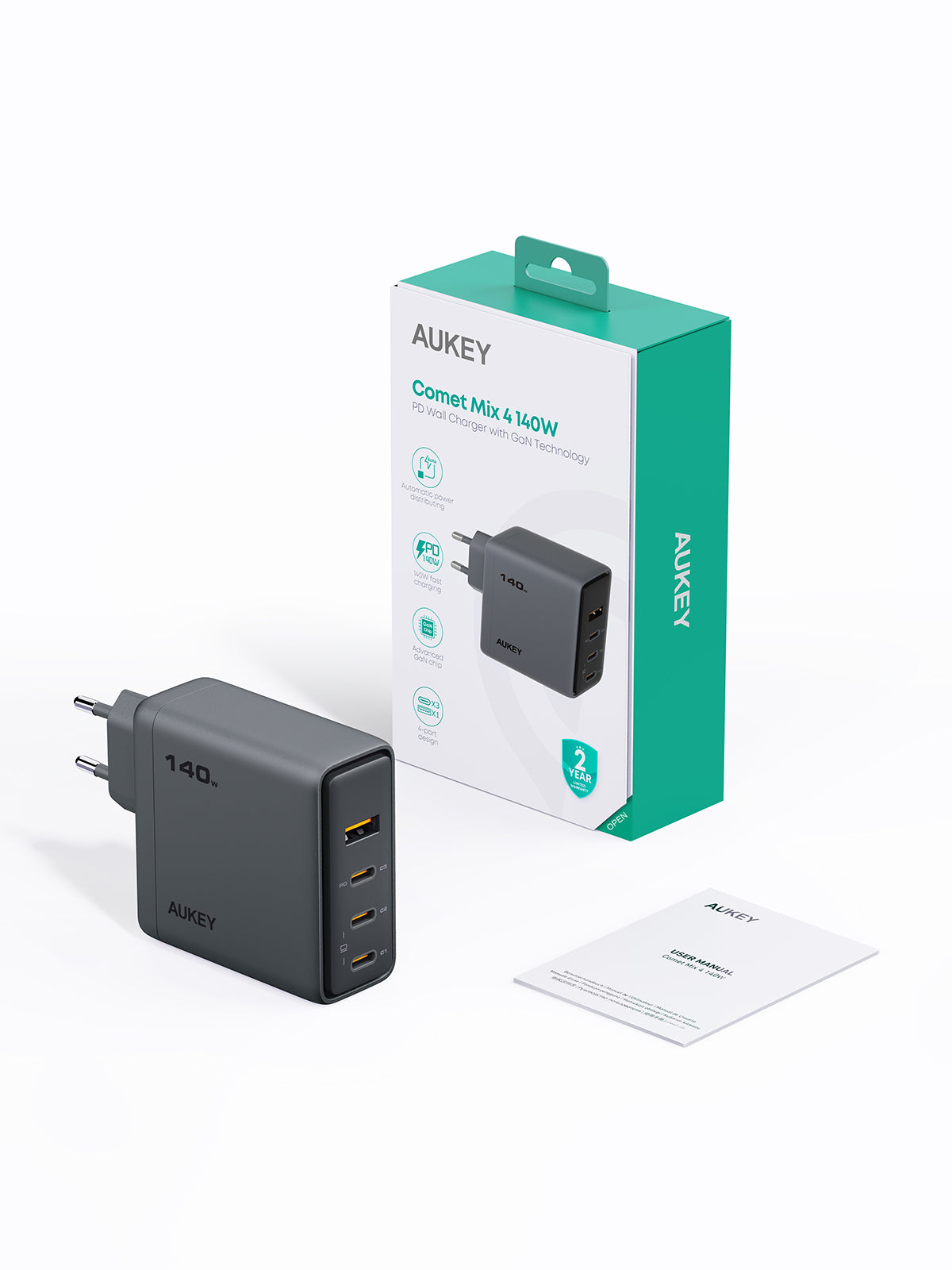 AUKEY Charger Type C 140W GAN III PD 3.0 PPS Super Fast Charging Comet Mix 4 140W Series PA-C6